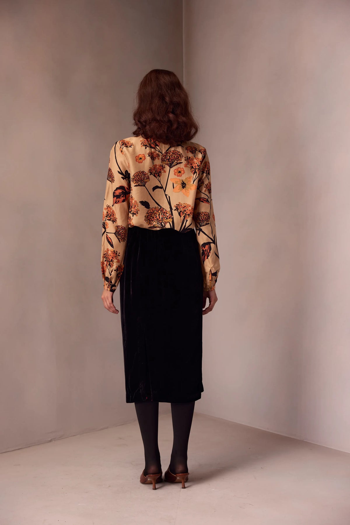Silvia Blouse In  Printed Silk