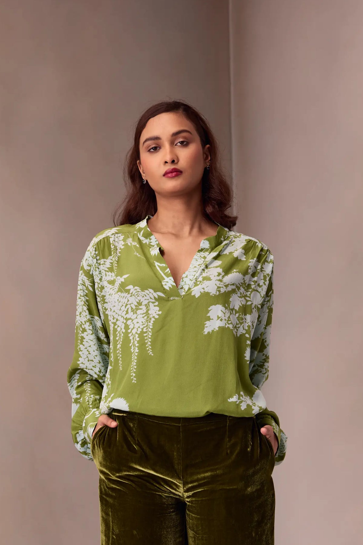 Ada Blouse In Printed Silk
