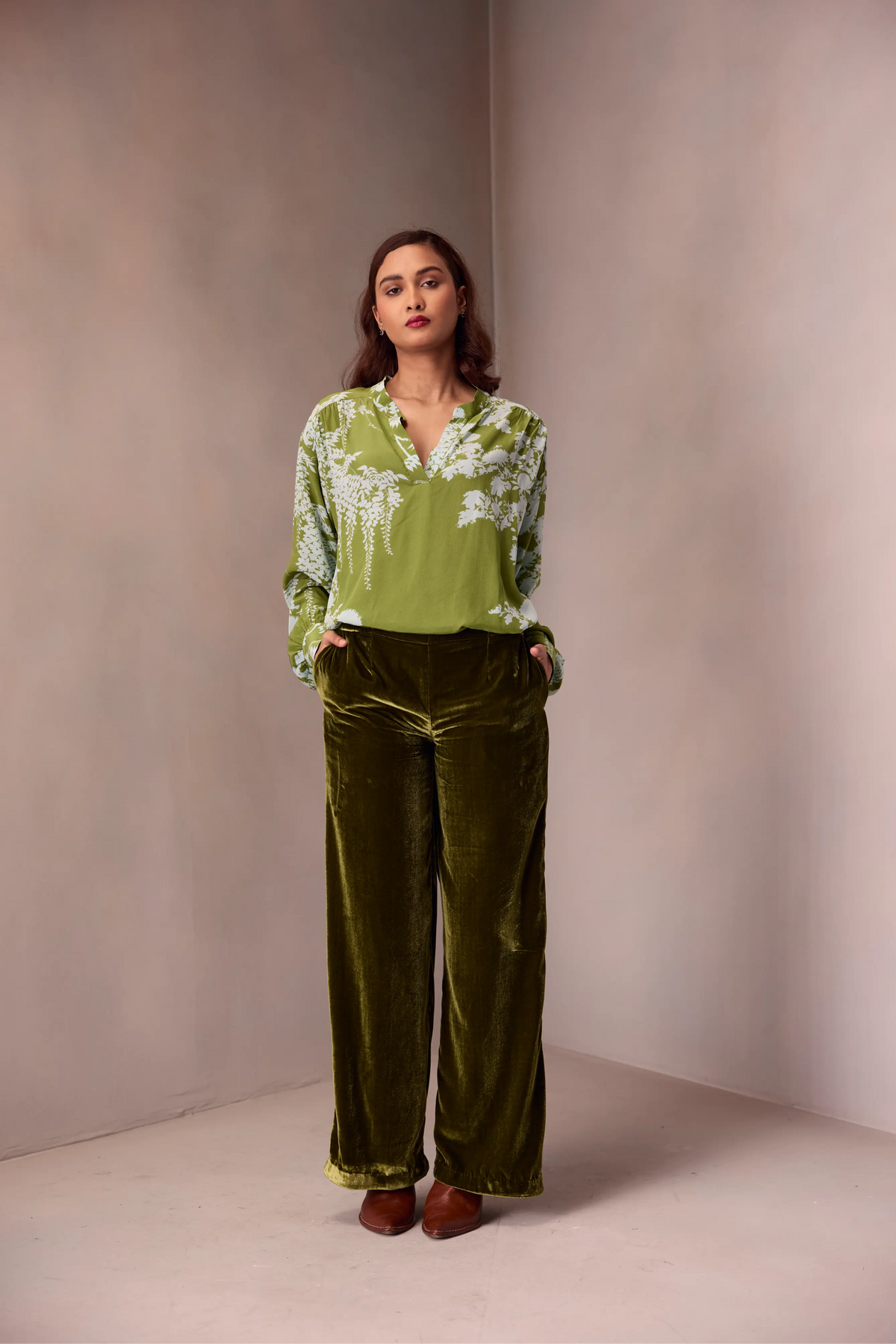 Ada Blouse In Printed Silk