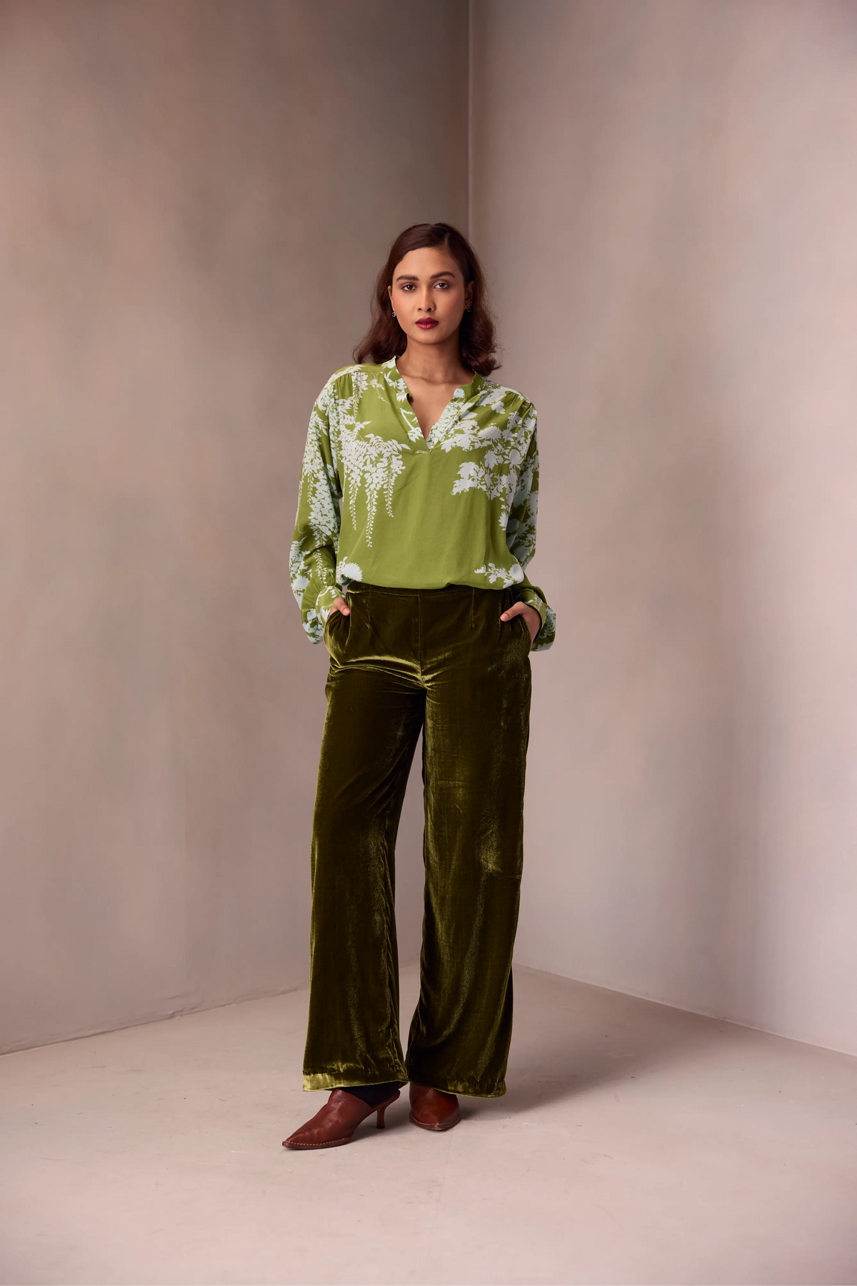 Ada Blouse In Printed Silk
