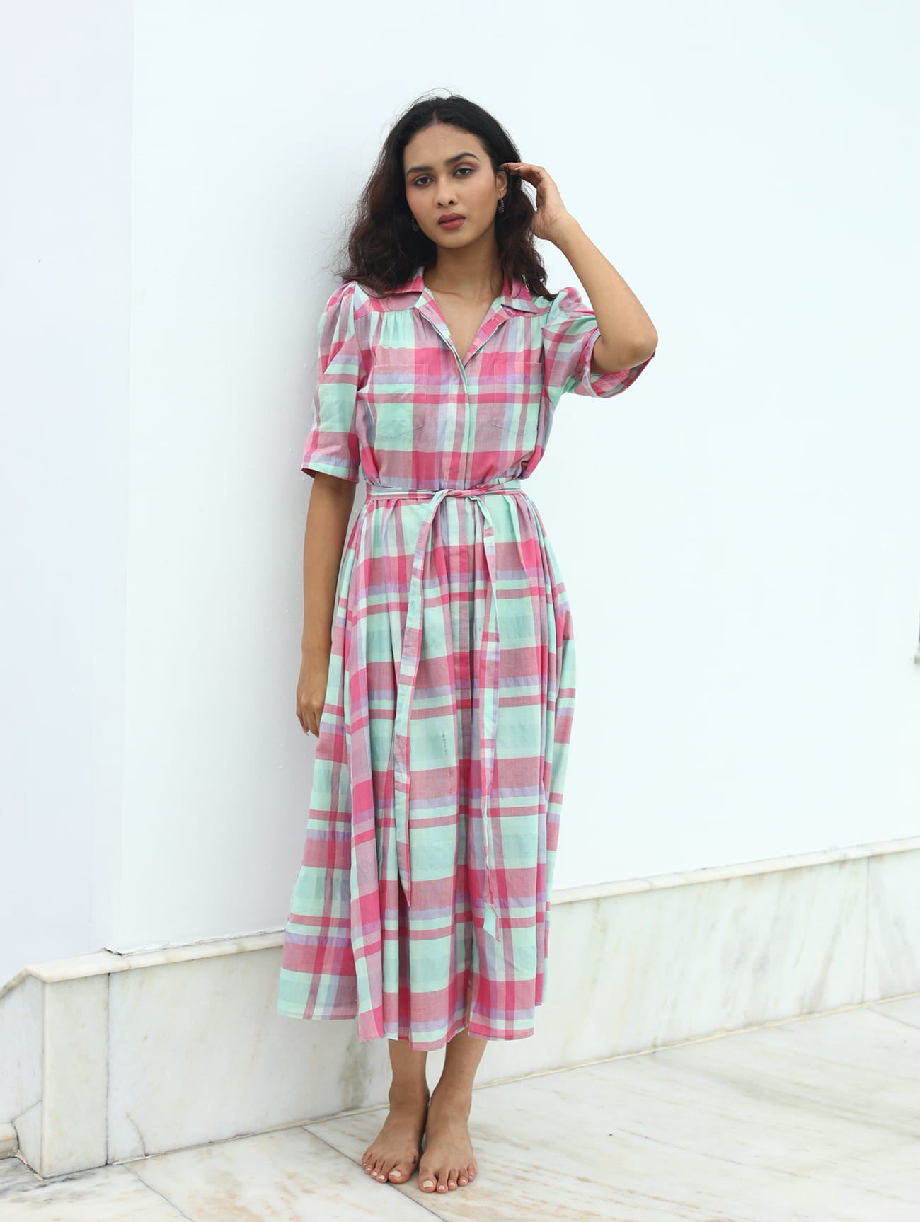 ROSE DRESS IN COTTON SILK