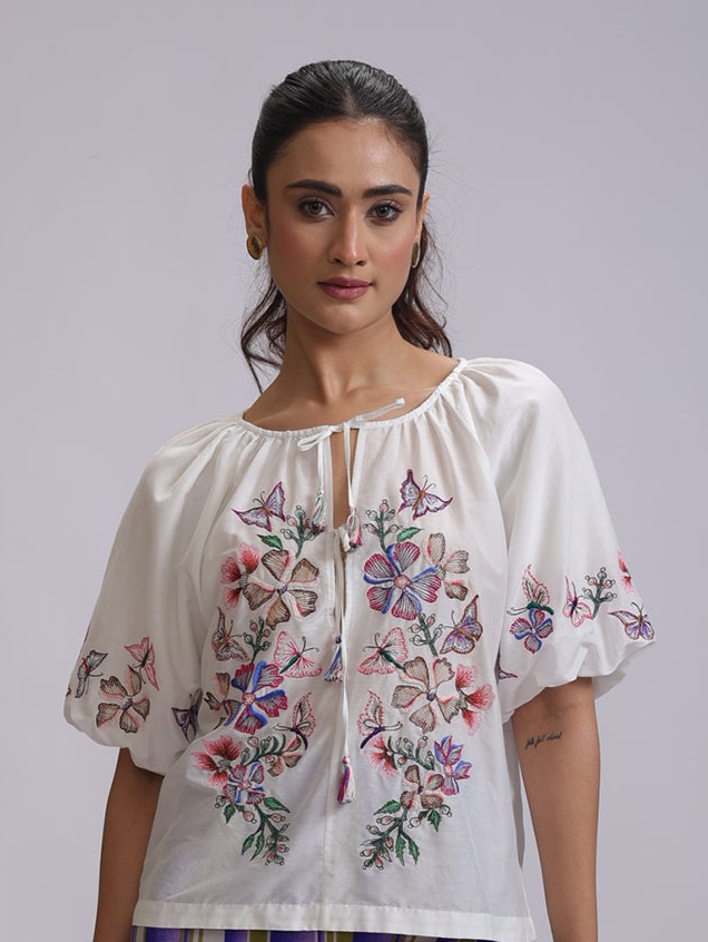 INA BLOUSE BANGALORE FLOWER EMBROIDERY