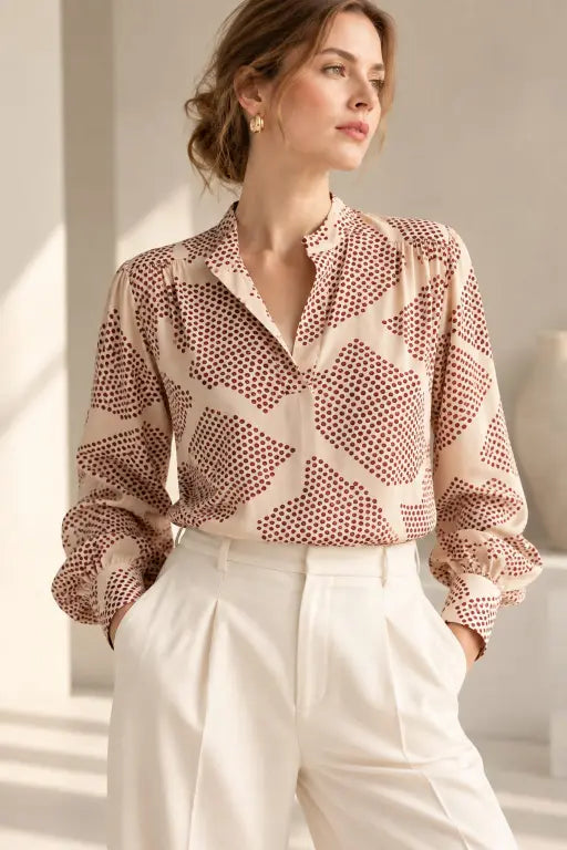 Ada Blouse In Printed Silk
