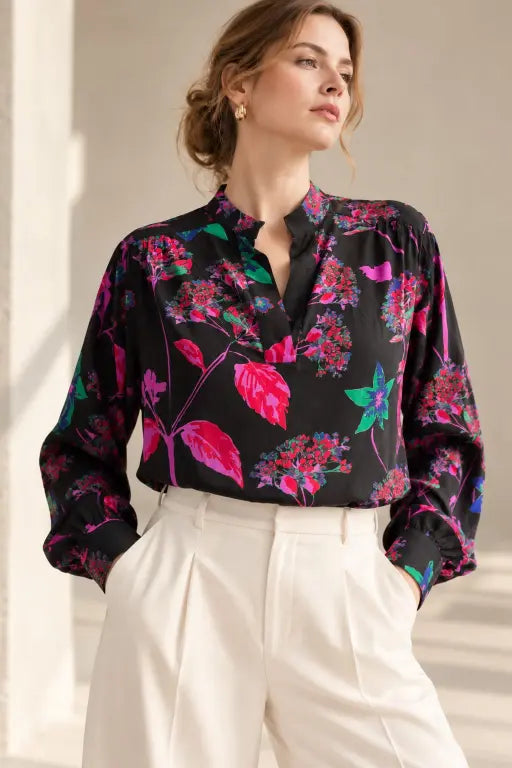 Ada Blouse In Printed Silk