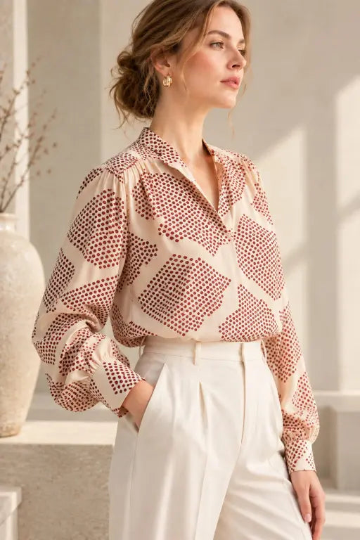 Ada Blouse In Printed Silk