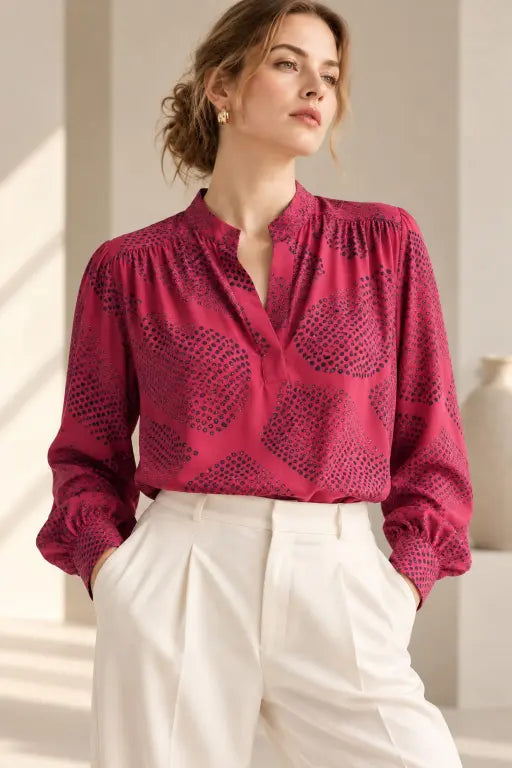 Ada Blouse In Printed Silk