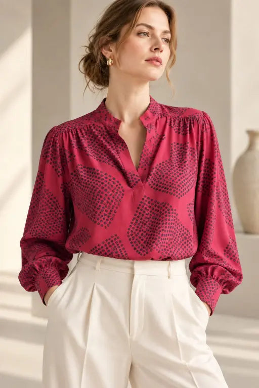 Ada Blouse In Printed Silk