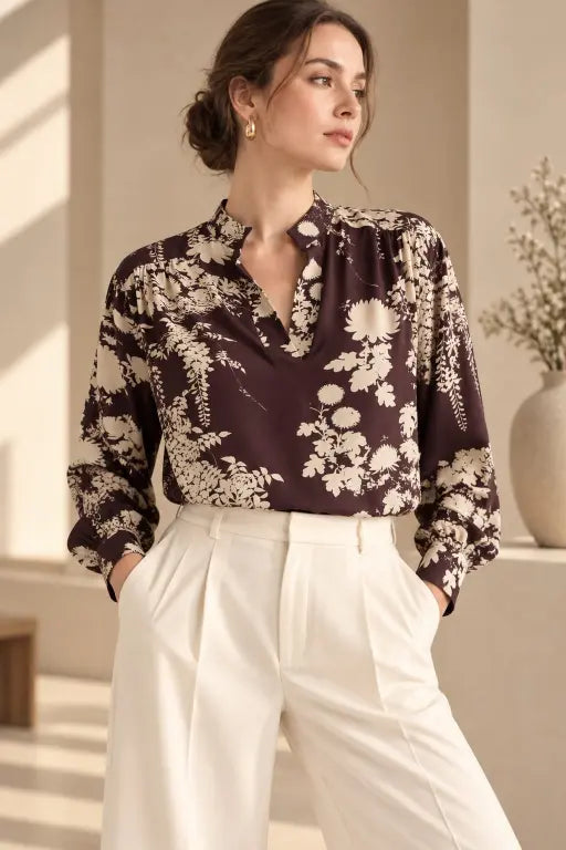 Ada Blouse In Printed Silk