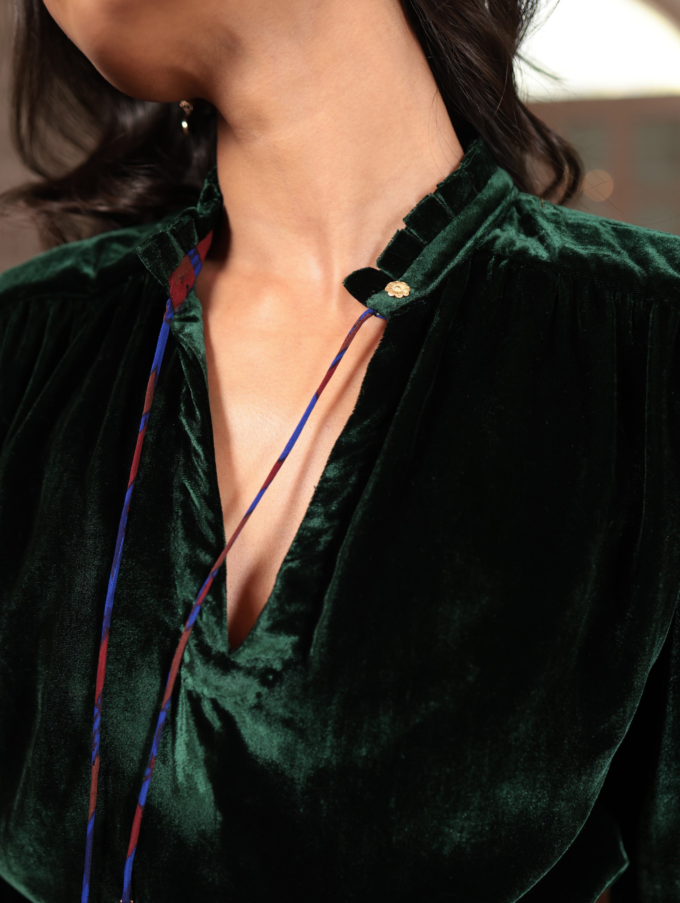 SILVIA BLOUSE WITH  FLOWERS DETAILS