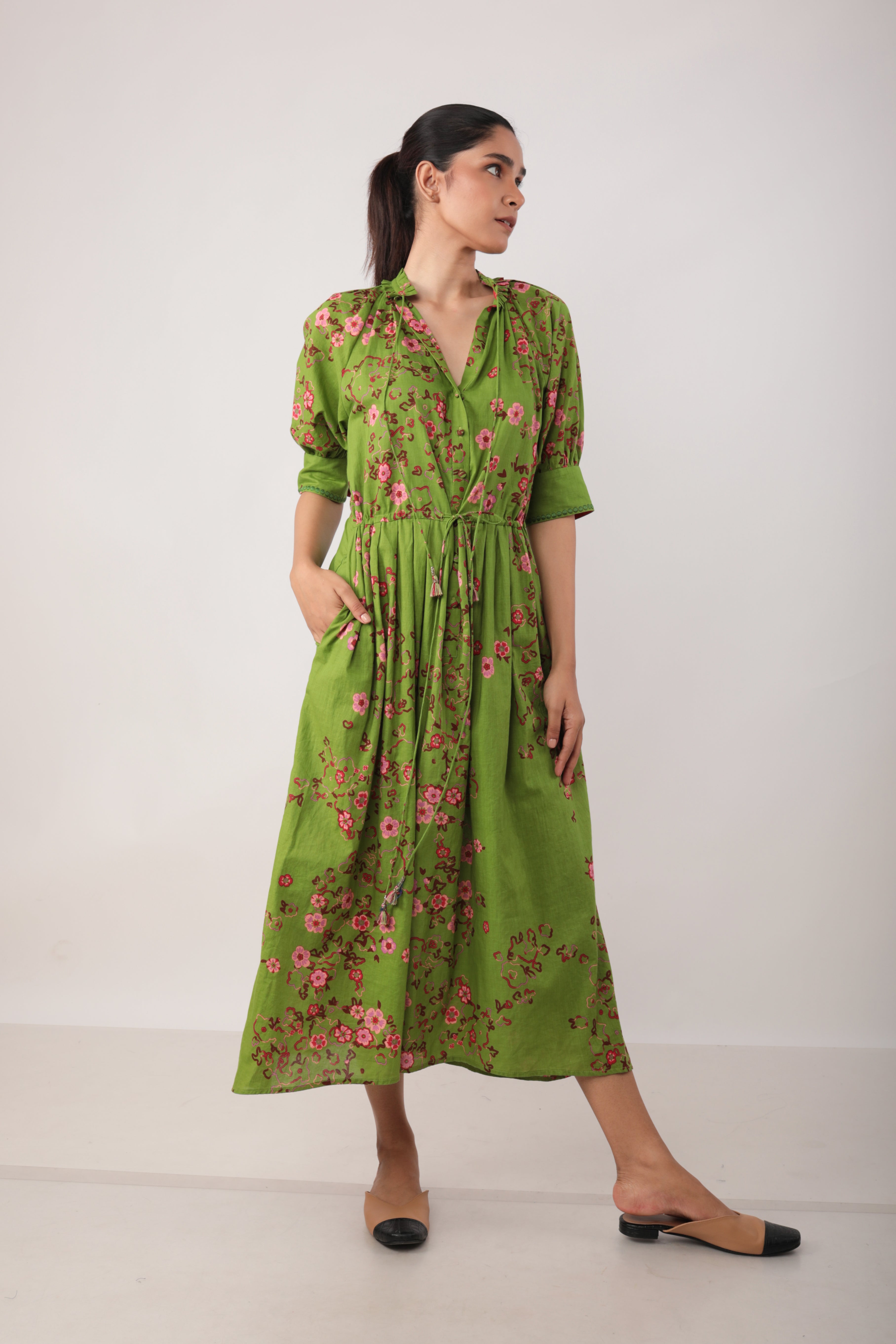 GAVIE  DRESS IN PRINTED COTTON SILK