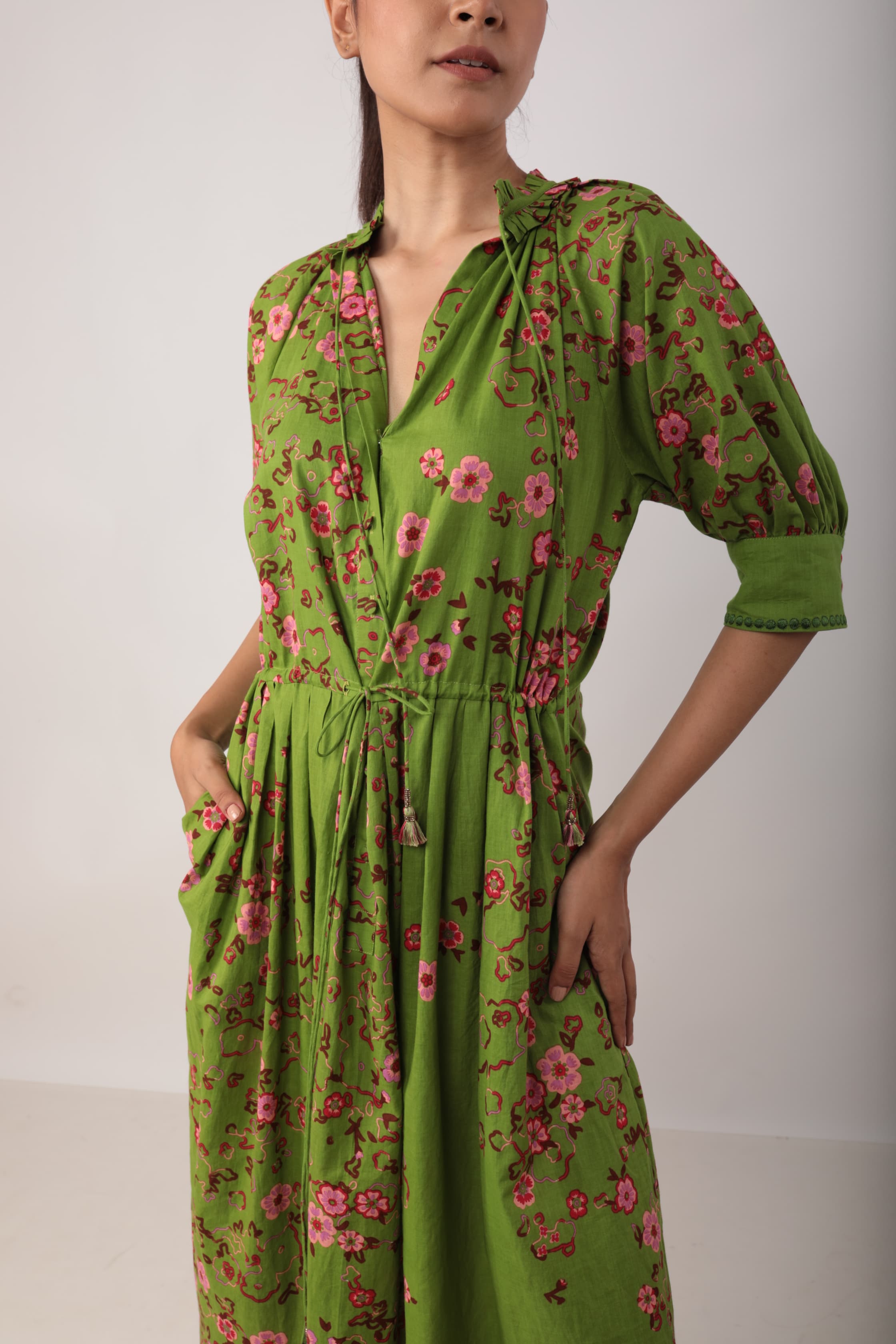 GAVIE  DRESS IN PRINTED COTTON SILK