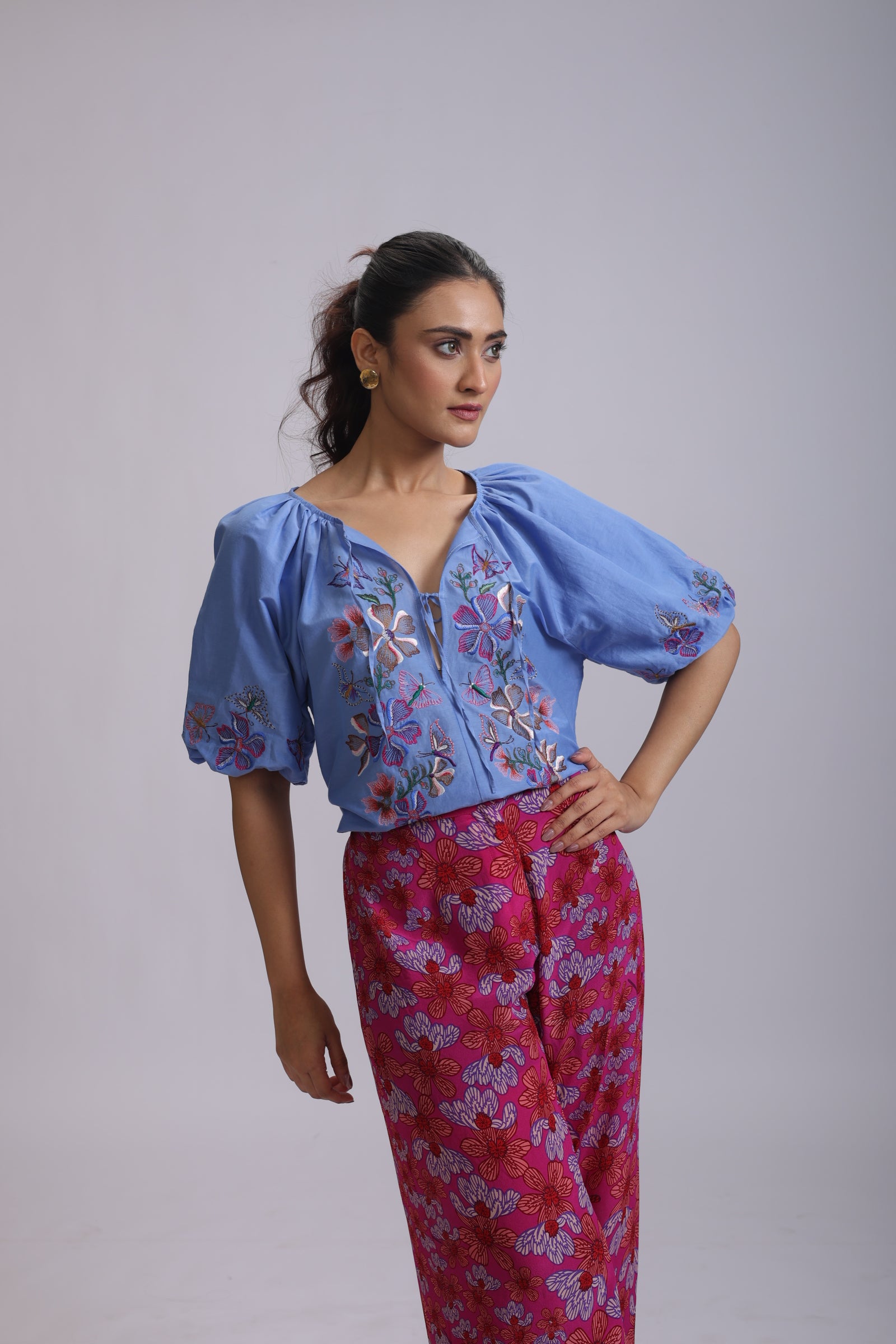 INA BLOUSE BANGALORE FLOWER EMBROIDERY