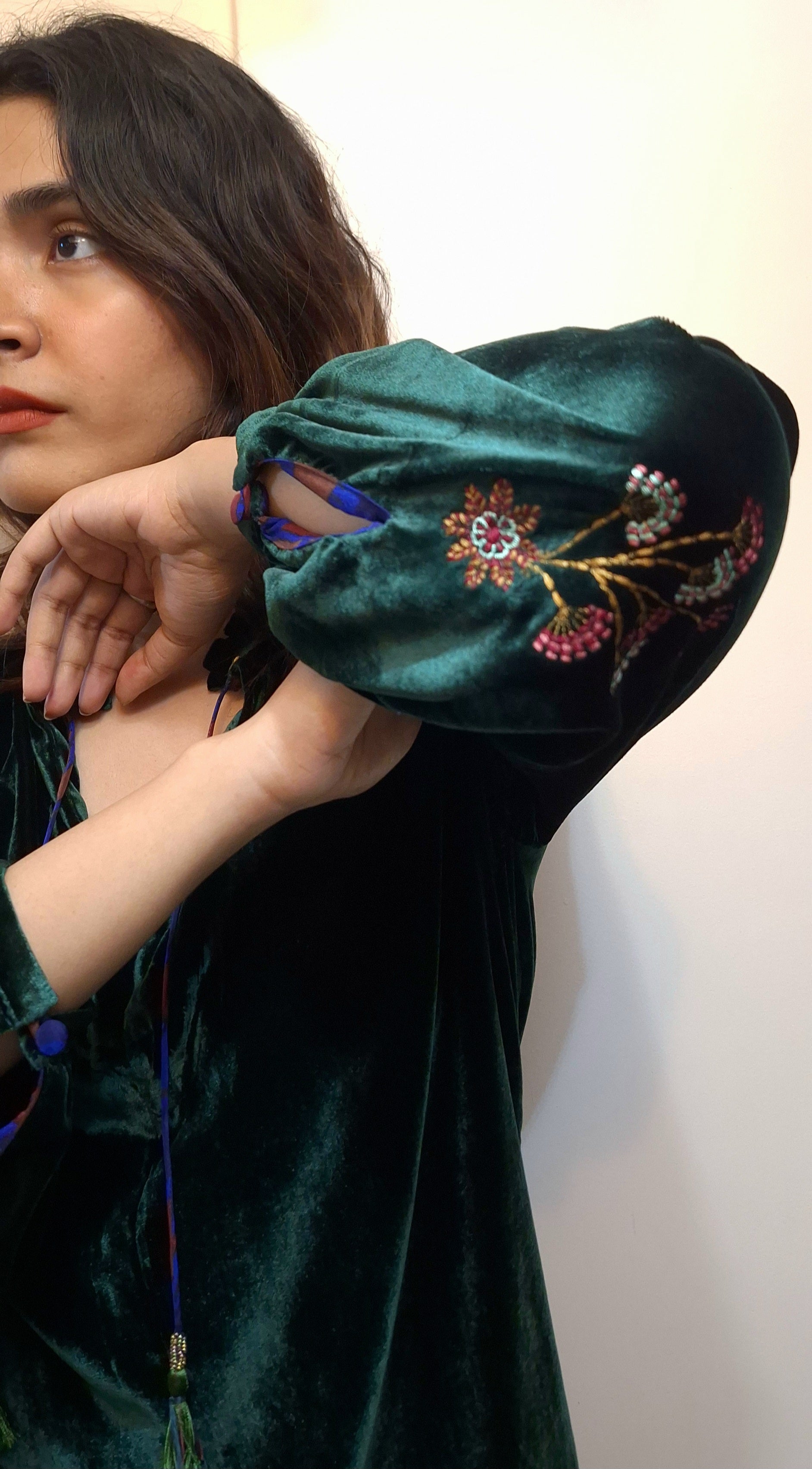 SILVIA BLOUSE WITH  FLOWERS DETAILS
