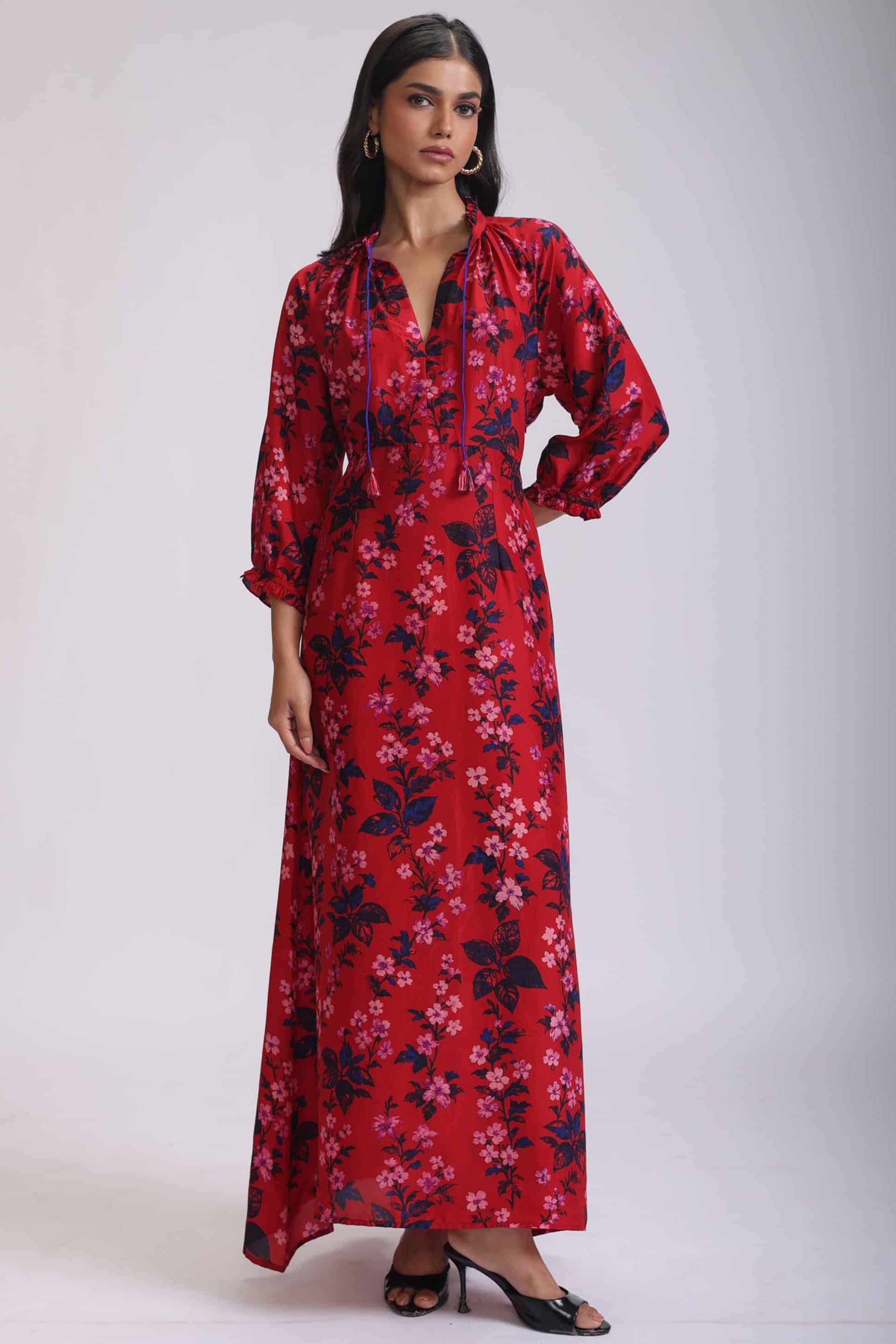 VEENA SILK DRESS MAXI