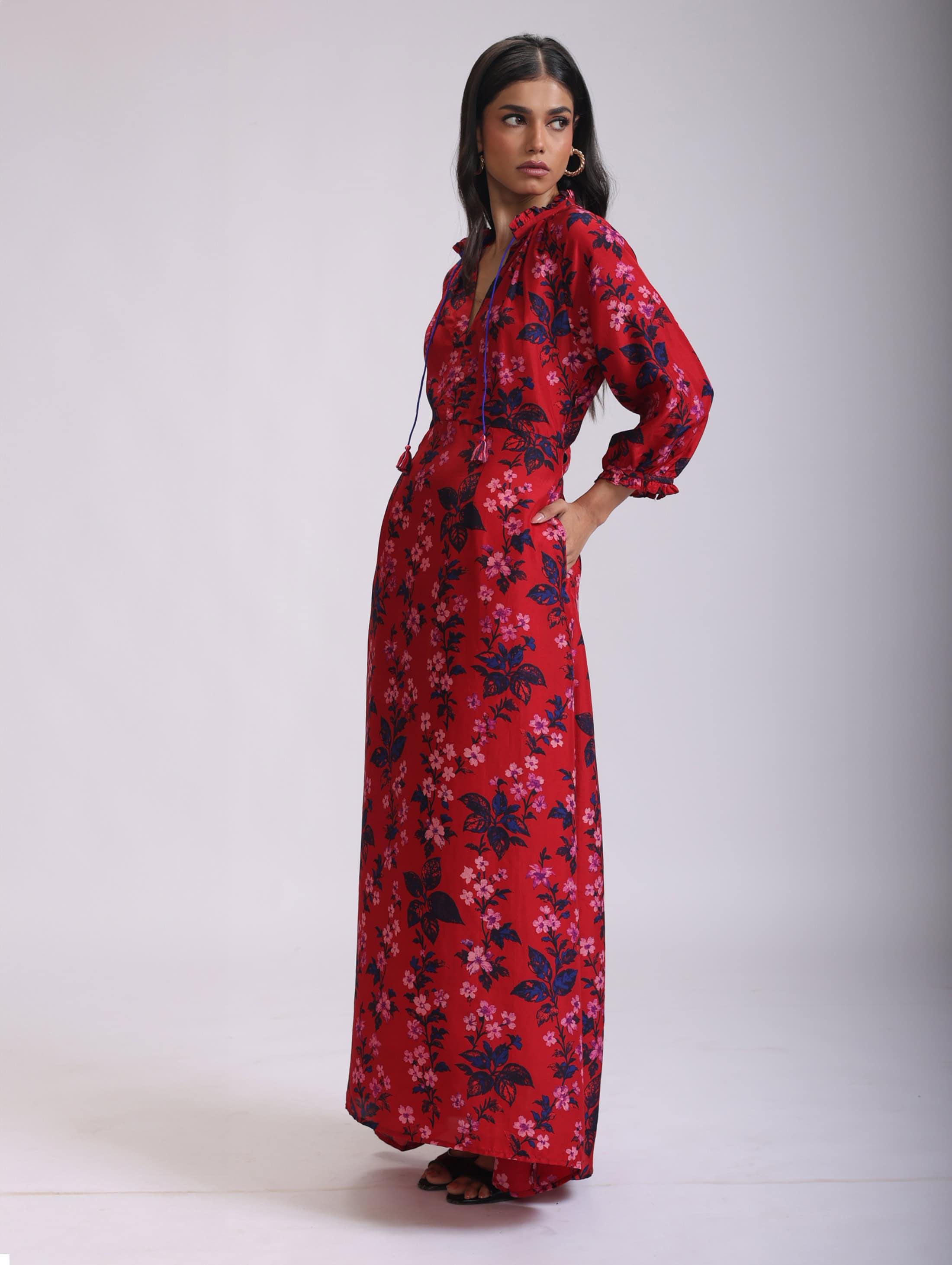 VEENA LONG SILK DRESS